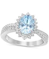 Aquamarine (1-1/2 ct. t.w.) & Diamond (7/8 Oval Halo Bridal Set 14k White Gold