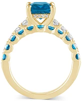 London Blue Topaz (2-3/4 ct. t.w.) & Diamond (1/2 Bridal Set 14k Gold