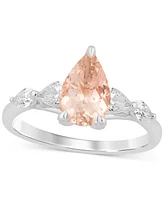 Morganite (1-5/8 ct. t.w.) & Diamond (5/8 Pear Bridal Set 14k White Gold