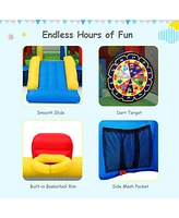 Gymax Kids Inflatable Bounce House Play Slide Jumping Castle Ball Pit with 550W Blower