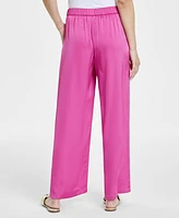 Jm Collection Women's Pull-On Wide-Leg Satin Pants, Exclusively at Macy's