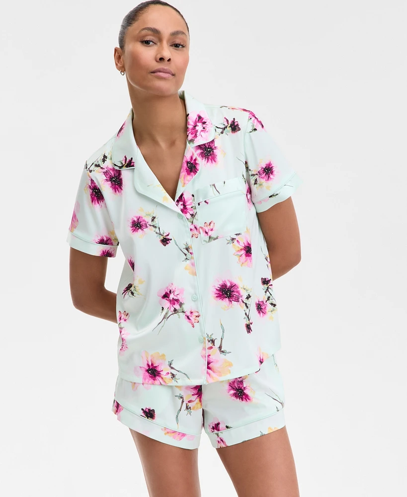 I.n.c International Concepts Women's Stretch Satin Short-Sleeve Pajama Set, Exclusively at Macy's