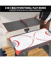 Inolait 2-in-1 Air Hockey Table with Table Tennis Top Indoor Arcade Gaming Set