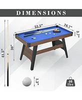 Sugift 53.5" Portable Pool Table for Kids & Adults, Mini Billiards Game Table w/Full Accessories for Game Rooms