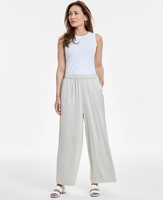 Jm Collection Women's Pull-On Wide-Leg Satin Pants, Exclusively at Macy's