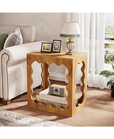 Tribesigns Wood End Table, 2-Tier Narrow Side Table with Storage Shelf, Farmhouse Bedside Couch Table Accent Nightstand for Small Space, Living Room,