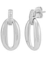 Diamond Oval Drop Earrings (1/10 ct. t.w.) in Sterling Silver