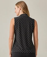 Kasper Women's Dot-Print Draped-Front Sleeveless Top