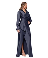 Xscape Women's Satin Shirtdress Gown