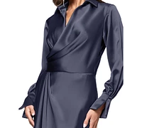 Xscape Women's Satin Shirtdress Gown