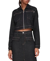 Avec Les Filles Women's Cropped Denim Jacket