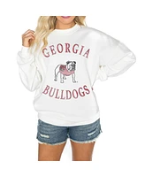 Gameday Couture Women's White Georgia Bulldogs Good Vibes Premium Fleece Drop Shoulder Pullover Sweatshirt