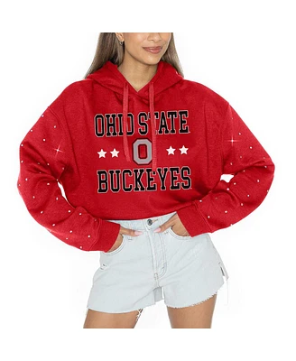 Gameday Couture Women's Scarlet Ohio State Buckeyes Can't Lose Rhinestone Cropped Pullover Hoodie