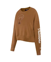 Pro Standard Women's Brown Philadelphia Phillies Paint The City Pullover Cropped Sweatshirt