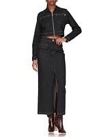 Avec Les Filles Women's Denim Maxi Skirt