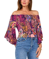 Vince Camuto Women's Paisley-Print Off-The-Shoulder Flutter-Sleeve Top