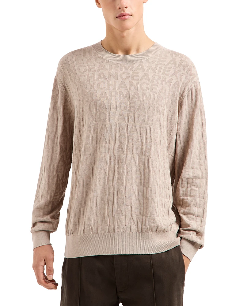 A|X Armani Exchange Men's Regular-Fit Textured Logo Jacquard Sweater