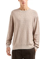 A|X Armani Exchange Men's Regular-Fit Textured Logo Jacquard Sweater