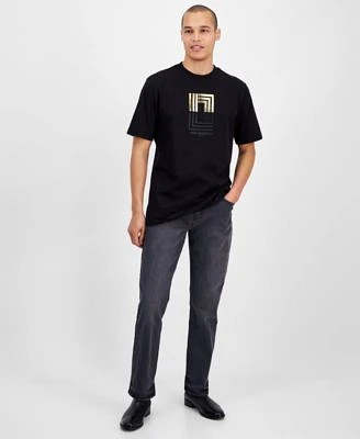 Karl Lagerfeld Paris Mens Dark Gray Jeans Mirrored Logo T Shirt