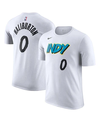 Nike Men's White Tyrese Haliburton Indiana Pacers 2024/25 City Edition Name Number T-Shirt