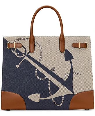 Lauren Ralph Lauren Logo-Print Canvas Large Devyn Tote Bag