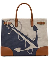 Lauren Ralph Lauren Logo-Print Canvas Large Devyn Tote Bag