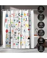 Americanflat 71x74 Kids Hand Drawn Alphabet Shower Curtain - 100% Polyester Shower Curtain