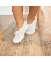Komuello Toddler First Walk Sock Shoes Flat - Snow Lace