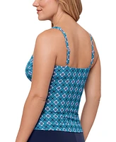 Swim Solutions Women's Printed Tummy-Control Tankini Top, Exclusively at Macy's