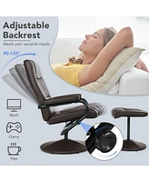 Gouun 360 Pvc Leather Swivel Recliner Chair with Ottoman