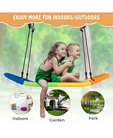 Hongge Saucer Tree Swing Surf Kids Outdoor Adjustable Oval Platform Set with Handle