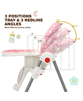 Gouun Folding Baby High Dining Chair with 6-Level Height Adjustment