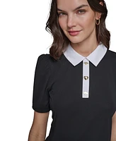 Karl Lagerfeld Paris Women's Contrast-Trim Polo Top