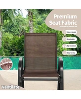 Gouun Set of 2 Heavy-Duty Metal Patio Rocking Chair with Breathable Seat Fabric