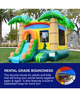 Hero Kiddo HeroKiddo Tropical Breeze Commercial Grade Inflatable Bounce House & Water Slide Combo (No Blower Included), Outdoor Play