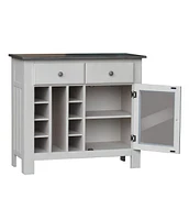 Kings Brand Furniture Gwinn Buffet Storage Cabinet with Wine Rack, White