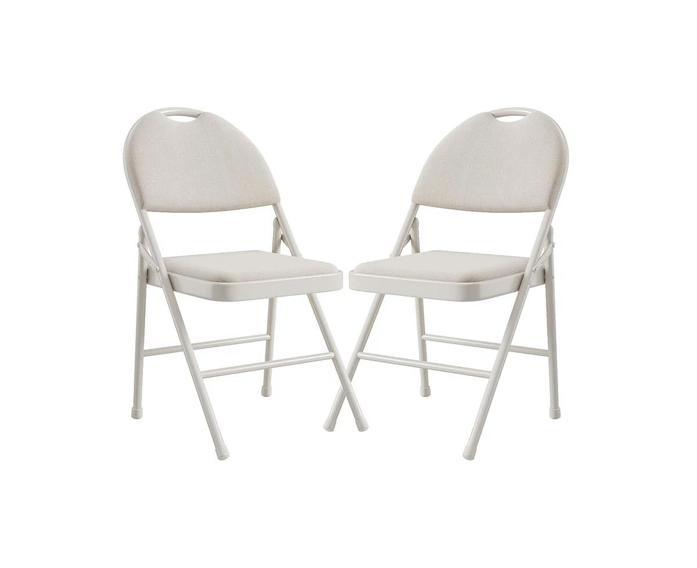 gaomon Folding Chairs 2 Pack, Portable Metal with Cushions and Non-Slip Feet Pads for Home Office, Indoor Outdoor Events