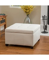 The Pop Home Faux Leather Square Storage Ottoman Bench for Living Room, Bedroom, or Entryway-The Pop Home