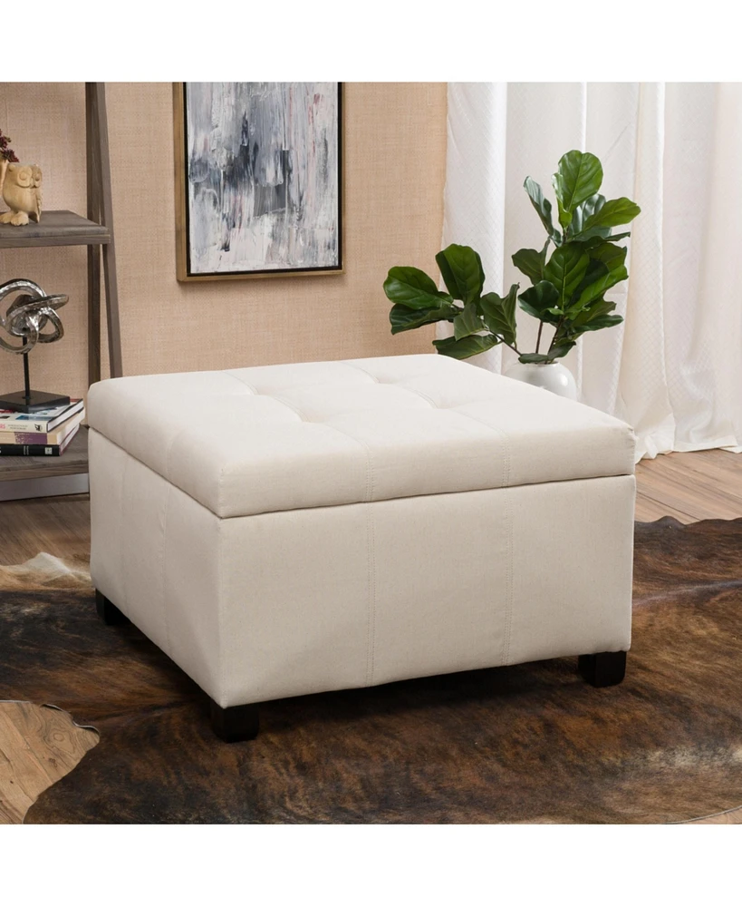 The Pop Home Faux Leather Square Storage Ottoman Bench for Living Room, Bedroom, or Entryway-The Pop Home