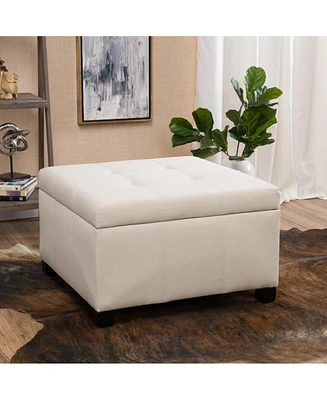 The Pop Home Faux Leather Square Storage Ottoman Bench for Living Room, Bedroom, or Entryway-The Pop Home