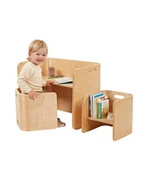 ECR4Kids Bentwood Multipurpose Table and Chair Set, Natural, 3-Piece