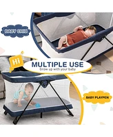 Gymax Foldable Newborn Baby Infant Toddler Playard Playpen Travel Crib Nursery Center