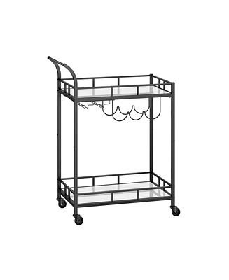 Slickblue Home Bar Serving Cart with 2 Mirrored Shelves Elegant for Entertaining and Storage