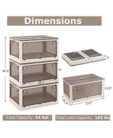 Costway Pack Stackable Storage Bins with Lids Gallon Collapsible Plastic Container Box