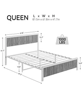 gaomon Queen Bed Frame with Curved Wood Headboard and Footboard