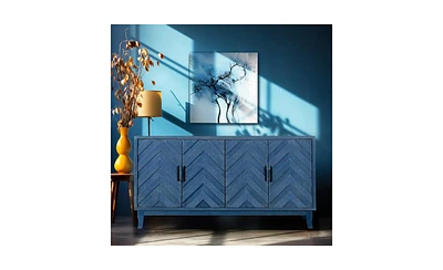 Slickblue Stronger Vintage Style Buffet Cabinet, Lacquered Storage 4 Door Wooden