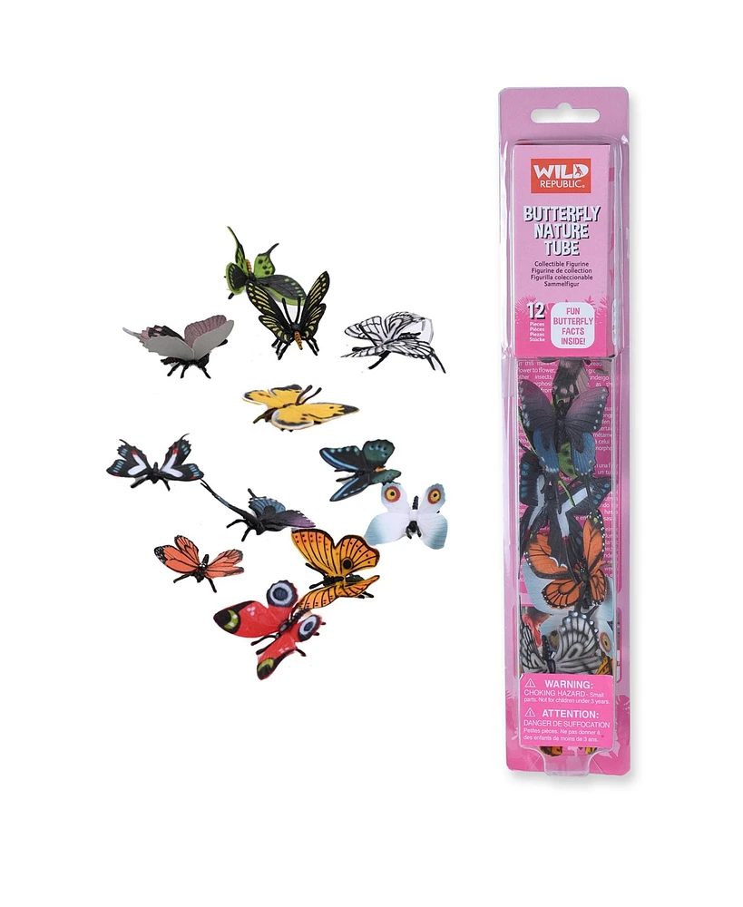 Wild Republic Nature Tube Butterfly Figurines, 12 Pieces