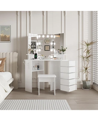 gaomon Makeup Vanity Desk with Lights & Power Outlet