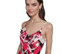 Karl Lagerfeld Paris Women's Geo-Print Sleeveless Midi Dress