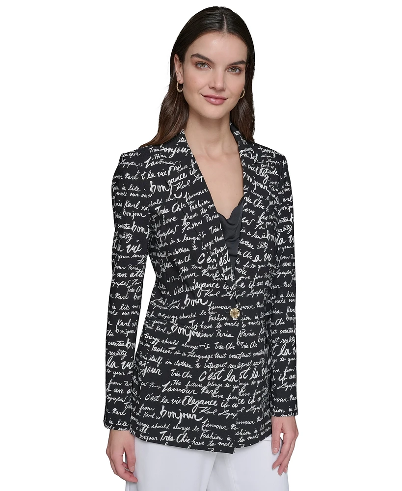 Karl Lagerfeld Paris Women's Printed Script Blazer